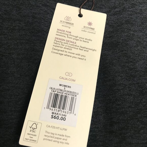Calia Women's Lustralux Oversized Long Sleeve in Tap Shoe Heather size S NWT - Picture 4 of 4